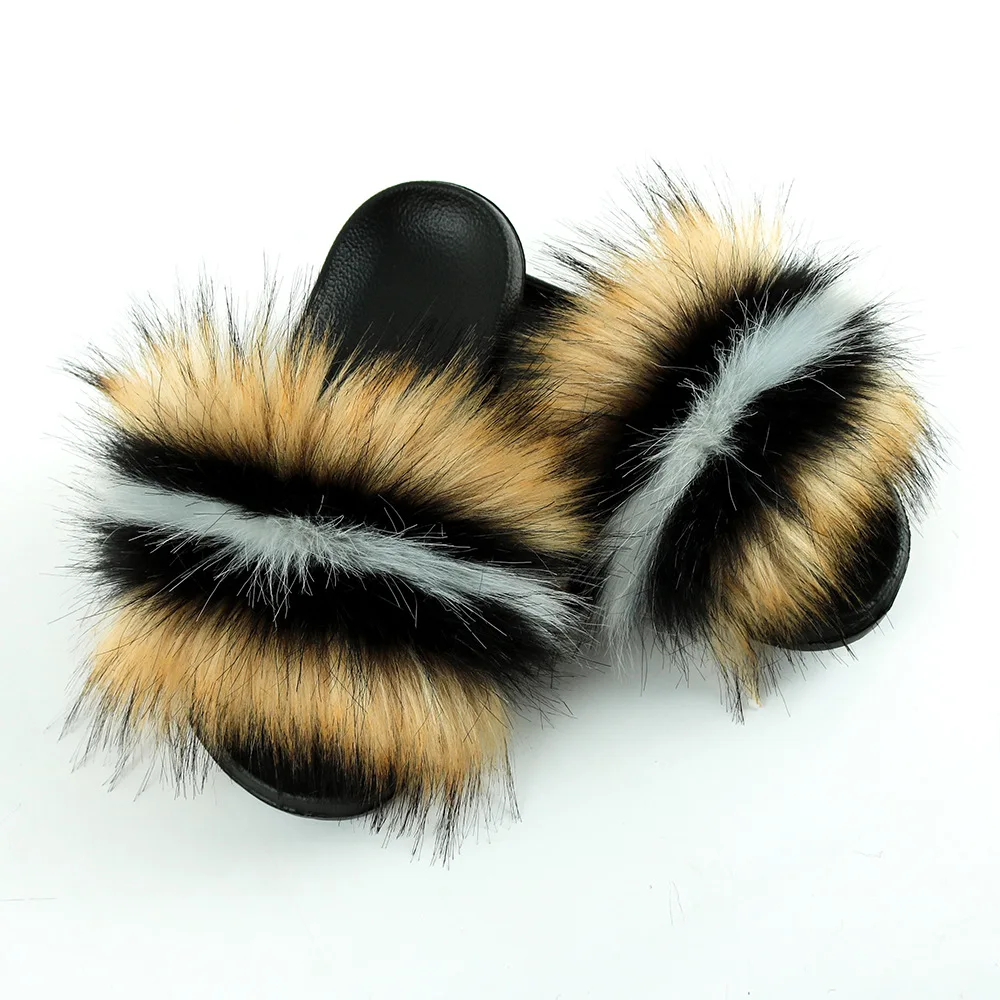 2021 new design wholesale big size plush sandal real faux fur slide fox fur slippers for women, As picture
2021 new design wholesale big size plush sandal real faux fur slide fox fur slippers for women, As picture