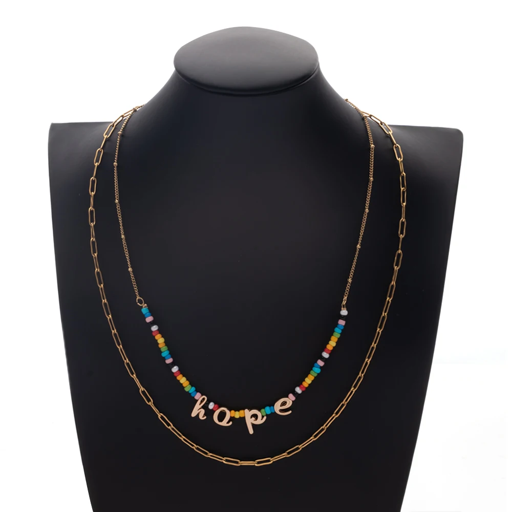 Custom 2022 New Designs 18k Gold Chain Stainless Steel Necklace Colorful Beaded Necklace Women
Custom 2022 New Designs 18k Gold Chain Stainless Steel Necklace Colorful Beaded Necklace Women