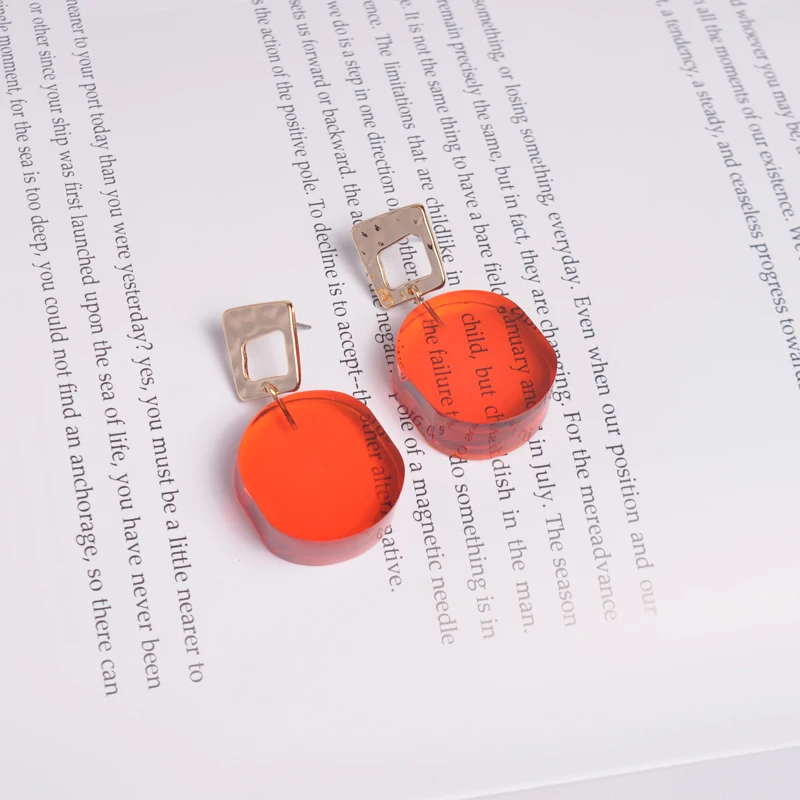 Trendy Gold Texture Stud Orange Red Light Green Big Resin Drop Earrings Dangle 
Trendy Gold Texture Stud Orange Red Light Green Big Resin Drop Earrings Dangle
