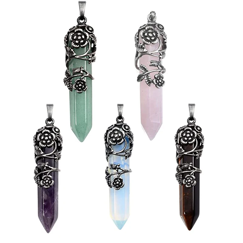 Free Shipping Antique Silver Flower Wrapped Natural Rose Quartz Healing Crystal Necklace
Free Shipping Antique Silver Flower Wrapped Natural Rose Quartz Healing Crystal Necklace