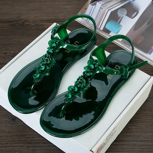 Hand made flower summer jelly PVC flip flop sandals beach walk light shoes, 3 colors
Hand made flower summer jelly PVC flip flop sandals beach walk light shoes, 3 colors