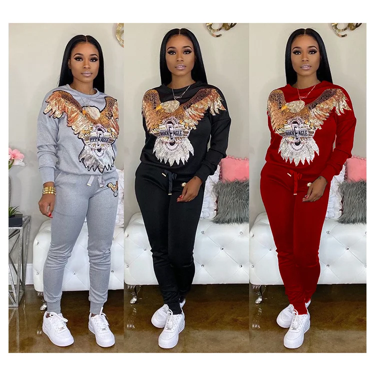 2021 Fashion Sequins Crew Neck Tops And Tight Pants Sports Plus Size Clothing Spring Women 2 Piece Set, Picture shown
2021 Fashion Sequins Crew Neck Tops And Tight Pants Sports Plus Size Clothing Spring Women 2 Piece Set, Picture shown