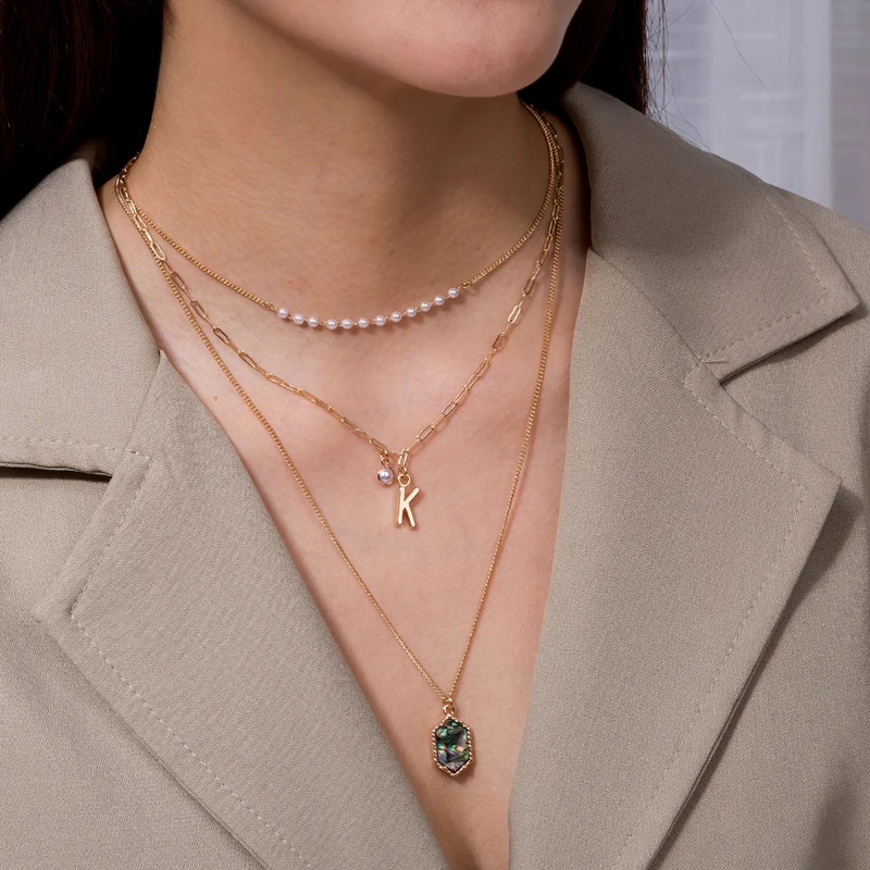 Fashion diamond shape color abalone shell accessories letter K multi-layer chain pendant necklace TLN42
Fashion diamond shape color abalone shell accessories letter K multi-layer chain pendant necklace TLN42