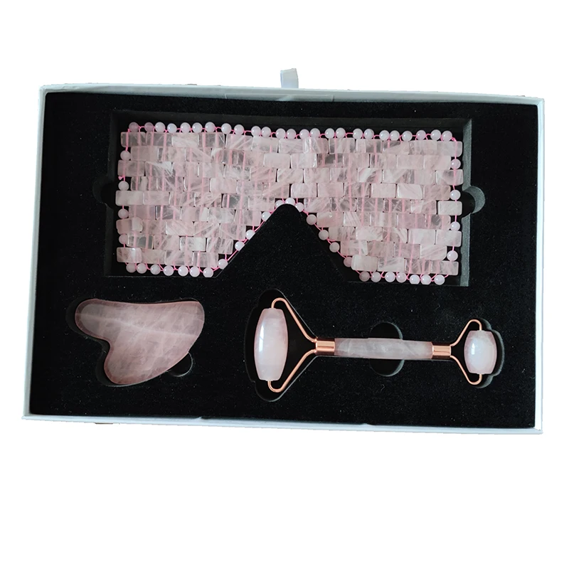 Quartz Natural Rose Designer Roller Guasha Scraper Sleep Mask Set Ice Jade Stone Body Eye Therapy Diy Spa Relaxation Skincare, Pink color
Quartz Natural Rose Designer Roller Guasha Scraper Sleep Mask Set Ice Jade Stone Body Eye Therapy Diy Spa Relaxation Skincare, Pink color