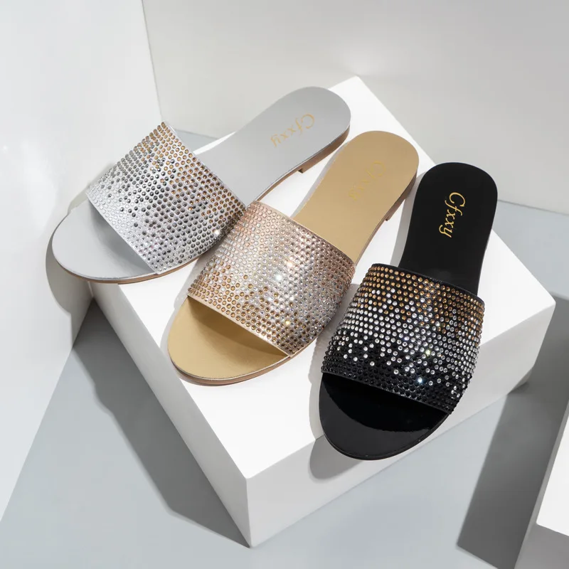 2021 Fashion diamond flat-heeled women's slippers solid color daily open toe casual sandals for ladies, Picture
2021 Fashion diamond flat-heeled women's slippers solid color daily open toe casual sandals for ladies, Picture