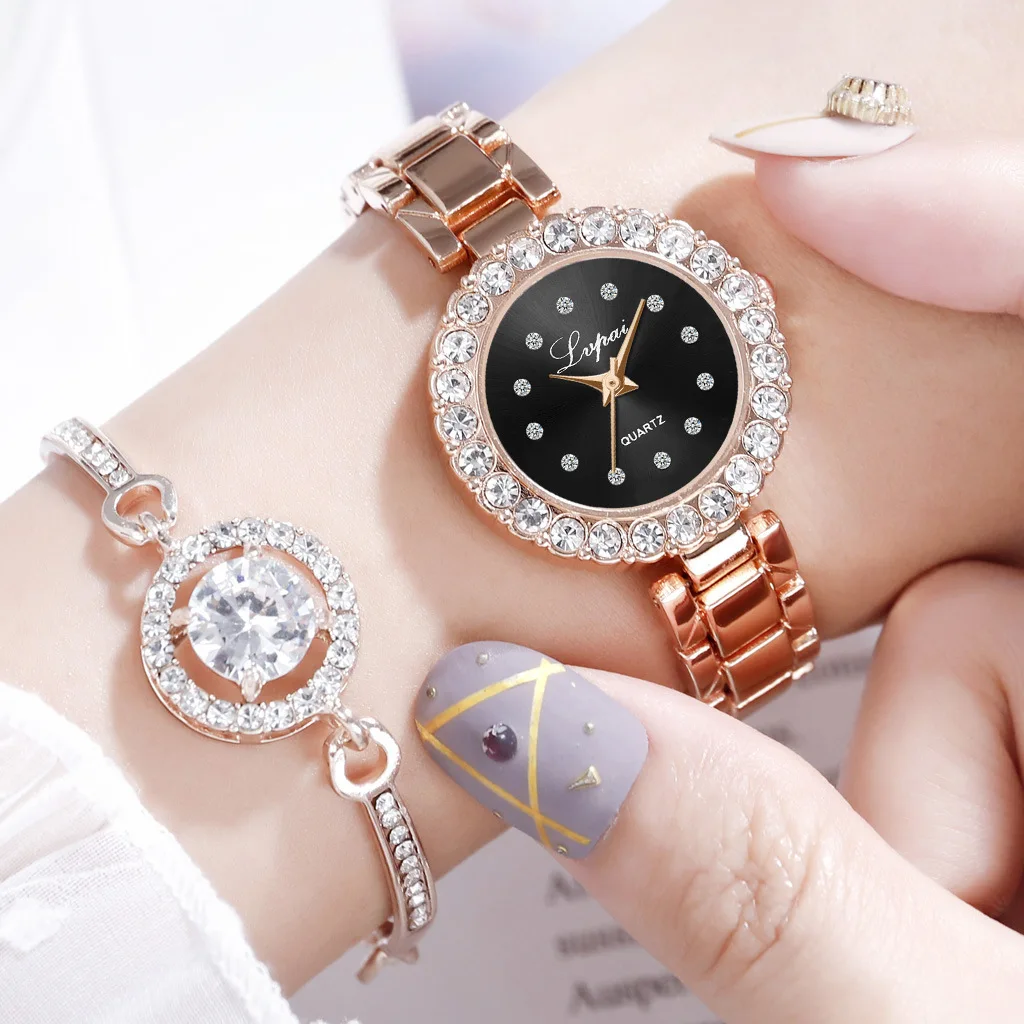 Stylish women's diamond watch bracelet two-piece set simple quartz watch girl simple watch set
Stylish women's diamond watch bracelet two-piece set simple quartz watch girl simple watch set