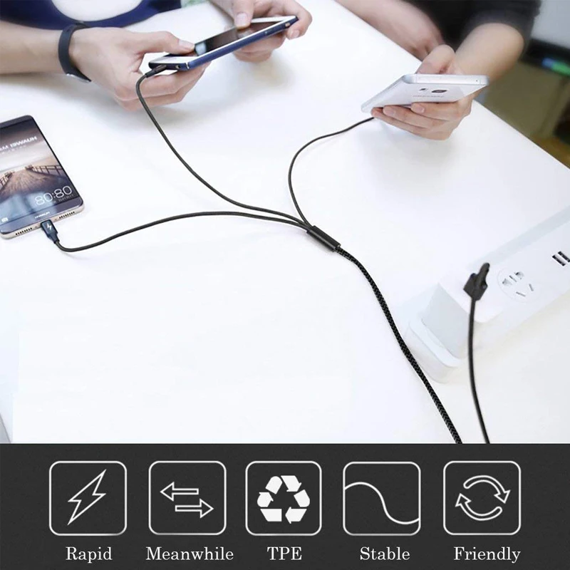 Factory wholesale 3 in 1 cable 5V2.1A micro usb cable for adroid charger cable - ANKUX.COM