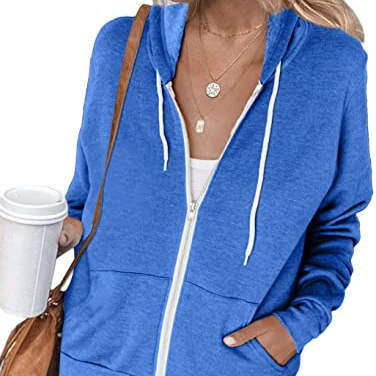 Women's Sweatshirt With A Zipper Hoodie Full Zip Long Sleeve Lightweight Sweatshirts Pockets Jacket Coat, Pink, gray, black. color blue
Women's Sweatshirt With A Zipper Hoodie Full Zip Long Sleeve Lightweight Sweatshirts Pockets Jacket Coat, Pink, gray, black. color blue