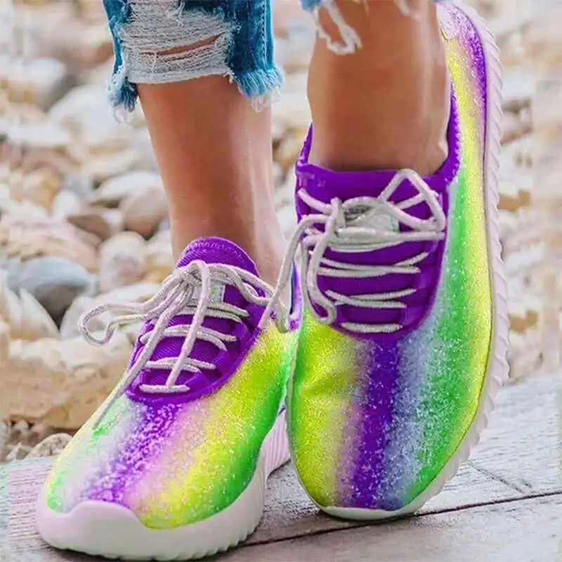 2021 New Arrivals Women's Sneakers Sequined Rainbow Color Casual Lace-up Flat-bottom Fashion Large Size Women's Shoes
2021 New Arrivals Women's Sneakers Sequined Rainbow Color Casual Lace-up Flat-bottom Fashion Large Size Women's Shoes