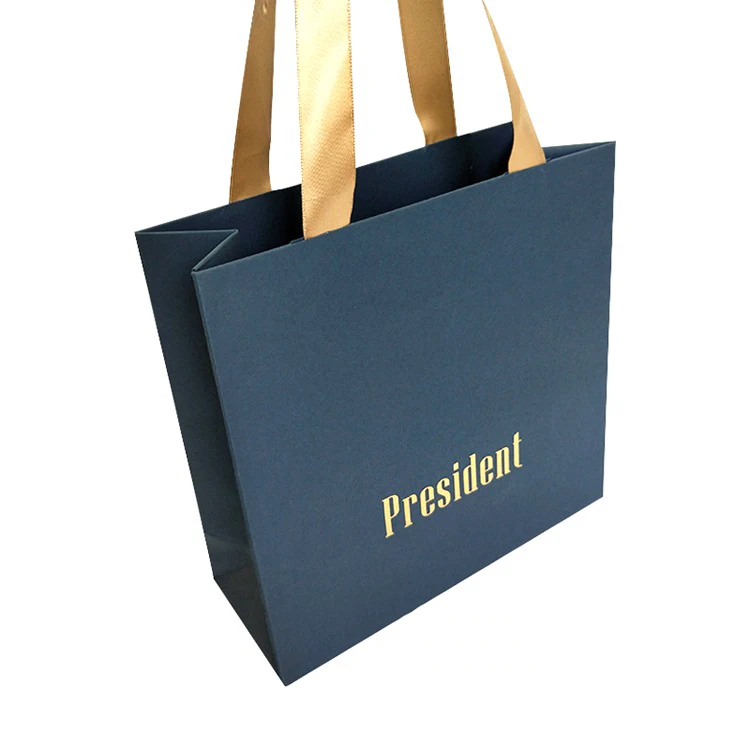gift ribbon bow paper bag with ribbon handle material customized