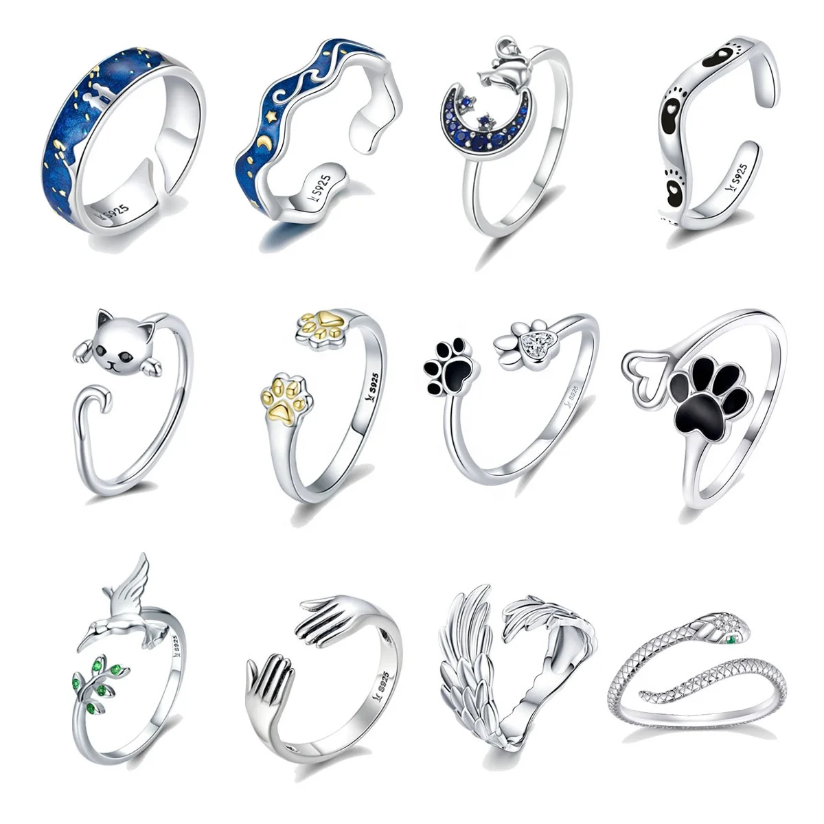 ADELANTE Wholesale High Quality 925 Sterling Silver Ring Set Multiple Style Adjustable Women Men Rings
ADELANTE Wholesale High Quality 925 Sterling Silver Ring Set Multiple Style Adjustable Women Men Rings