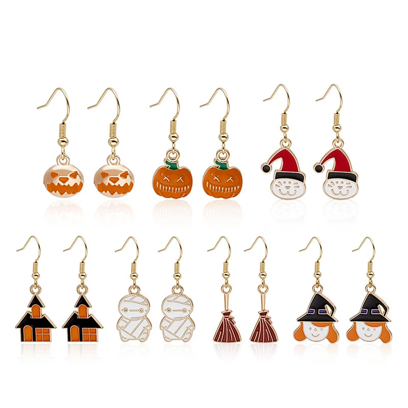 Fashion Halloween Earrings Colorful Cartoon Pumpkin Witch Mummy Dangle Earrings Alloy Dripping Oil Earrings for Women Girls Teen, Multicolor
Fashion Halloween Earrings Colorful Cartoon Pumpkin Witch Mummy Dangle Earrings Alloy Dripping Oil Earrings for Women Girls Teen, Multicolor