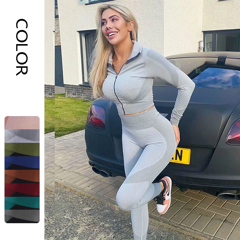 Atacado Conjuntos Deportivos Athleisure Long Sleeve Two Piece Active Wear High Waist Workout Pants Yoga Zipper Jacket Sets, Customized colors
Atacado Conjuntos Deportivos Athleisure Long Sleeve Two Piece Active Wear High Waist Workout Pants Yoga Zipper Jacket Sets, Customized colors