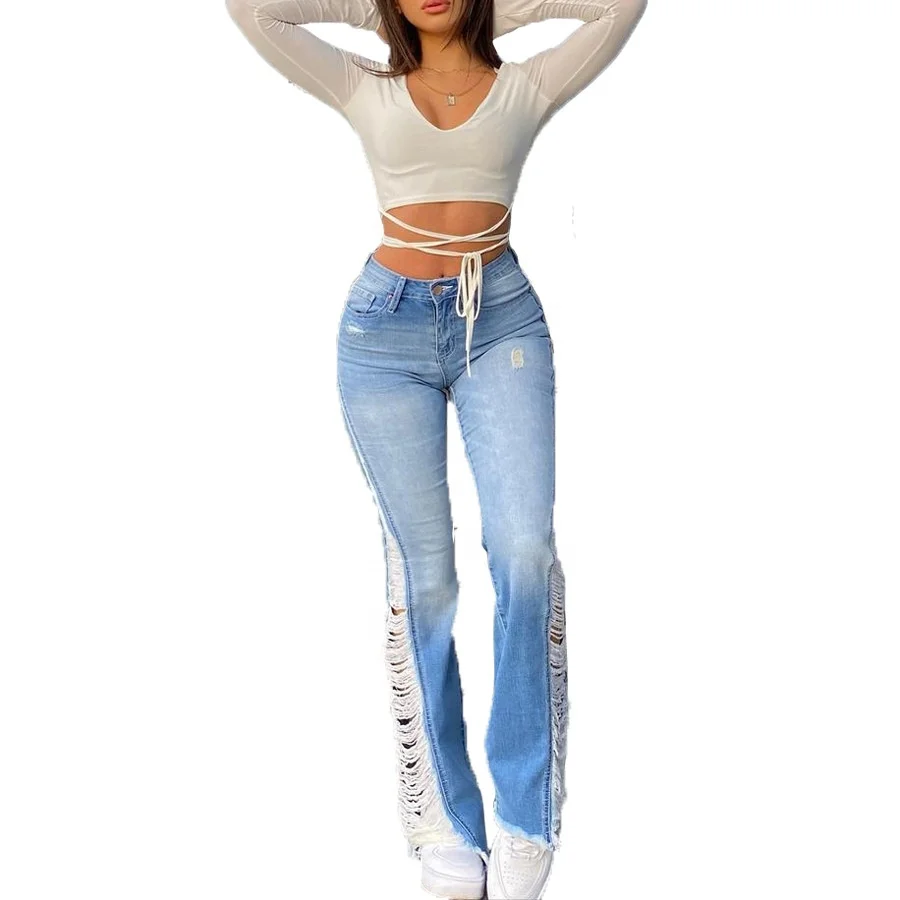 B64179A European and American fashion high waist skinny flare leisure high quality jeans pants
B64179A European and American fashion high waist skinny flare leisure high quality jeans pants