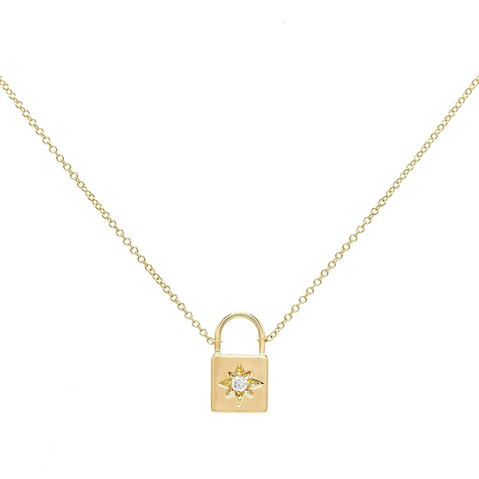 Luxury Band 925 Sterling Silver 14K gold Plated Cubic Zircon Satrburst Lock Pendant necklace For Woman
Luxury Band 925 Sterling Silver 14K gold Plated Cubic Zircon Satrburst Lock Pendant necklace For Woman