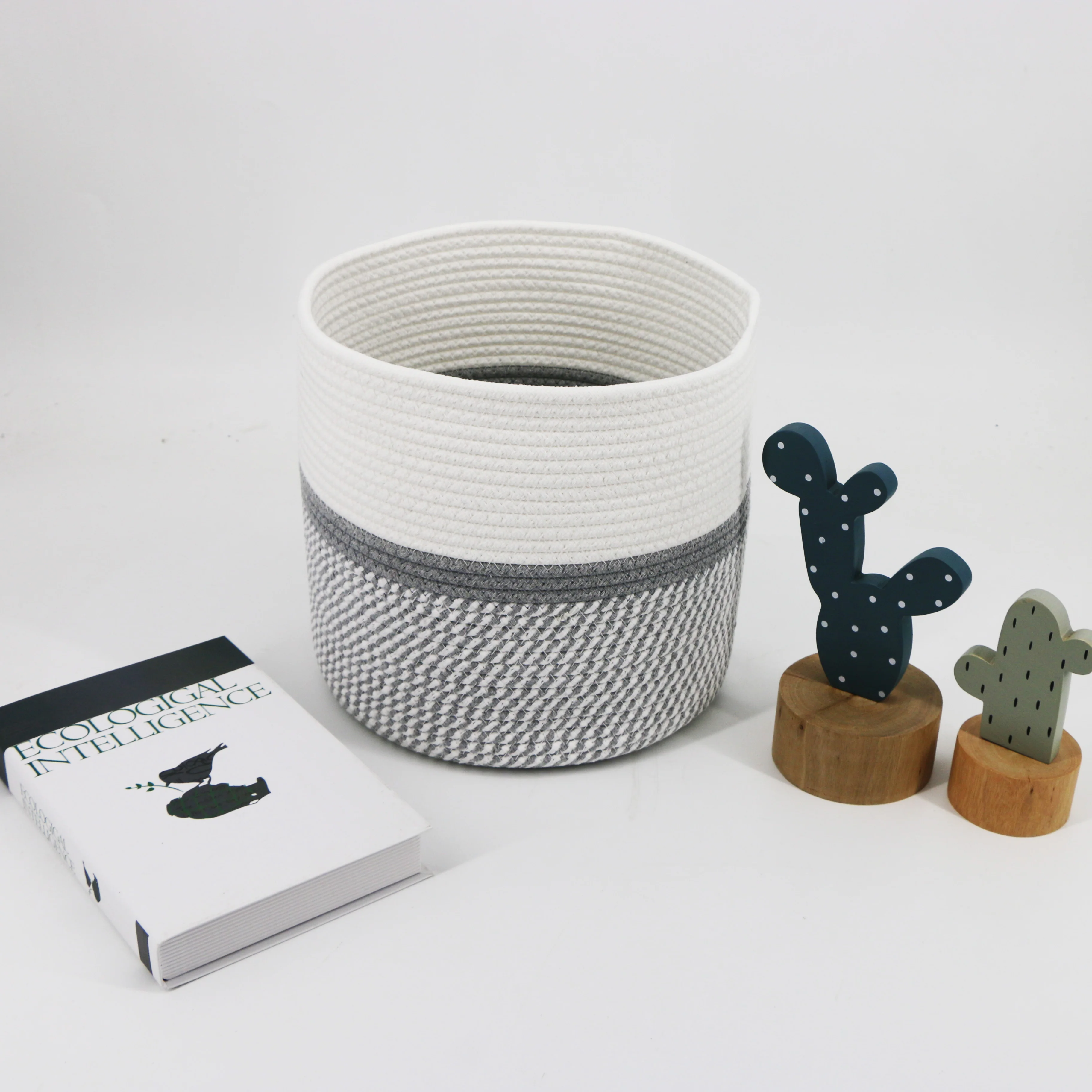 Cotton Rope Plant Basket Modern Woven Storage Basket Indoor Planter Cover Laundry Storage Bin with Handles Home Decor, White/grey
Cotton Rope Plant Basket Modern Woven Storage Basket Indoor Planter Cover Laundry Storage Bin with Handles Home Decor, White/grey