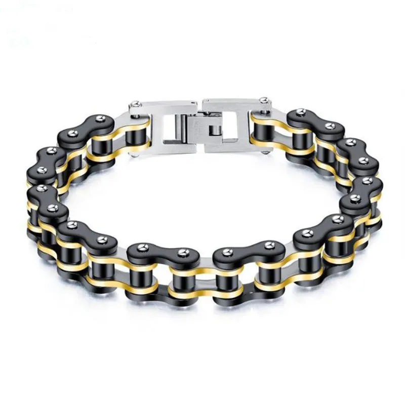 Mens Punk Fashion Biker Jewelry Bracelet Stainless Steel Bike Chain Bracelet, Gold silver
Mens Punk Fashion Biker Jewelry Bracelet Stainless Steel Bike Chain Bracelet, Gold silver
