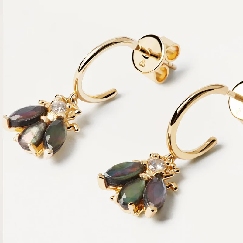 Fashion Jewelry Korea 925 Sterling Silver Colored Zircon Bee Earrings Statement 18K Gold Crystal Huggie Hoop Earrings For Women 
Fashion Jewelry Korea 925 Sterling Silver Colored Zircon Bee Earrings Statement 18K Gold Crystal Huggie Hoop Earrings For Women
