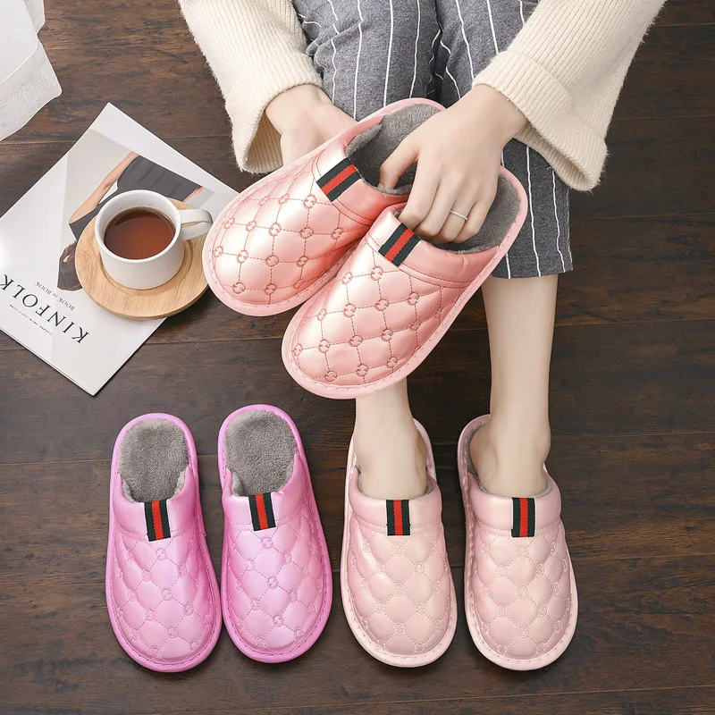 Winter Warm Cotton Slippers PU Leather Waterproof Thick-sole Out Wear Women's Indoor Non-slip Men's Slipper
Winter Warm Cotton Slippers PU Leather Waterproof Thick-sole Out Wear Women's Indoor Non-slip Men's Slipper
