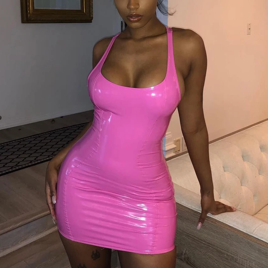 X00762C Sexy Pink PU Leather Bodycon Dress 2019 Summer Women Sleeveless Low Cut Back Zipper Elastic Mini Dress Party Club Dress, Black
X00762C Sexy Pink PU Leather Bodycon Dress 2019 Summer Women Sleeveless Low Cut Back Zipper Elastic Mini Dress Party Club Dress, Black