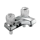 Grosna Two Acrylic Handle Centerset Lavatory Faucet with Plastic Pop Up Drain - Chrome