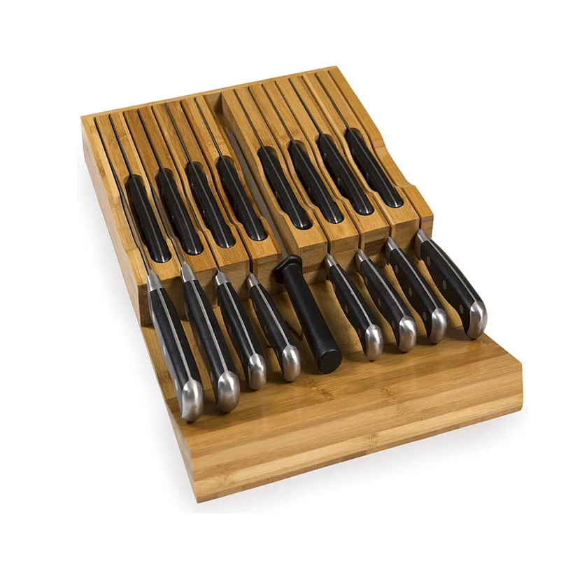 Bamboo Knife Holder Premium Organizer Drawer Safety Slots Cutlery Kitchen Universal Sets Wholesale Knife Blocks
Bamboo Knife Holder Premium Organizer Drawer Safety Slots Cutlery Kitchen Universal Sets Wholesale Knife Blocks