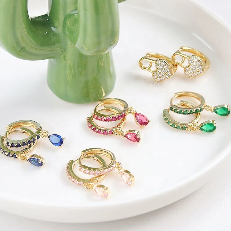 Wholesale gold plated jewelry cz zirconia hoop earrings multi color water drop earring
Wholesale gold plated jewelry cz zirconia hoop earrings multi color water drop earring