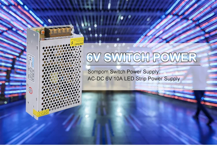 SOMPOM 6v power supply smps ac to dc 6v 10a