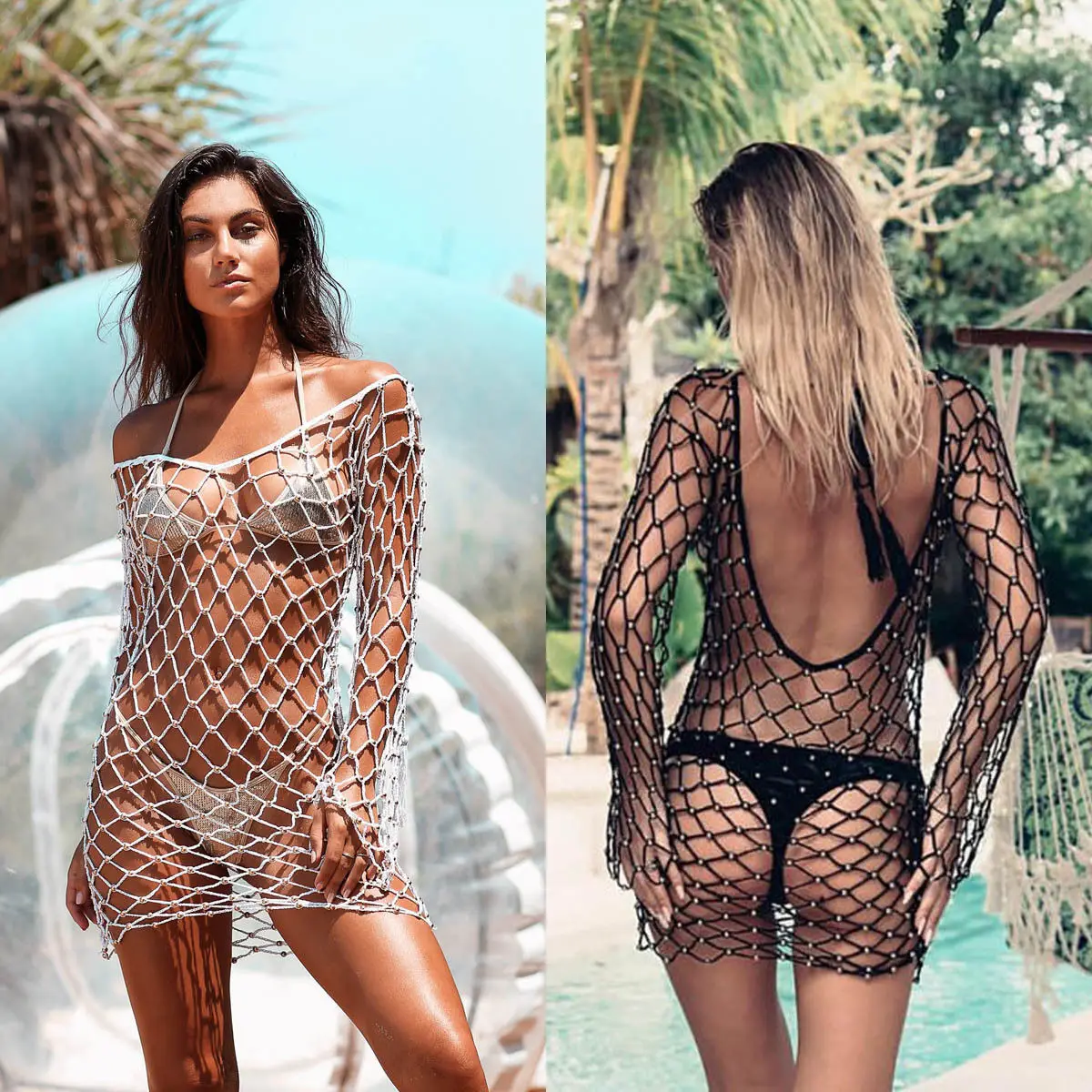 Summer Women Sexy Bikini Cover Up Dress 2021 Fashion Mesh Fishnet Swimsuit Swimwear Dress Diamond Bathing Beach Dress For Girl, Black
Summer Women Sexy Bikini Cover Up Dress 2021 Fashion Mesh Fishnet Swimsuit Swimwear Dress Diamond Bathing Beach Dress For Girl, Black