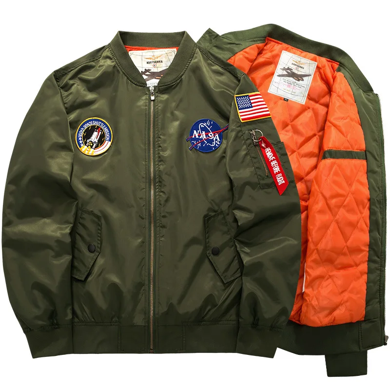 

2021 Wholesale Autumn Oversized 6xl Warm Embroidery Retro Army Style Hip Hop Coat With Pocket Men Casual Nasa Bomber Jacket, Picture
