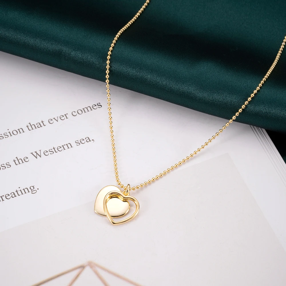 925 Sterling Silver Heart Necklace Double Layer Love Fashion Korean 18k Gold Plated Jewelry For Women Lady Girl
925 Sterling Silver Heart Necklace Double Layer Love Fashion Korean 18k Gold Plated Jewelry For Women Lady Girl