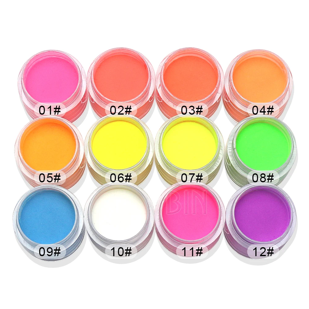 BIN New Updated Fluorescent Effect 12 Colors Neon Color Acrylic Nail Powder, 12colors
BIN New Updated Fluorescent Effect 12 Colors Neon Color Acrylic Nail Powder, 12colors