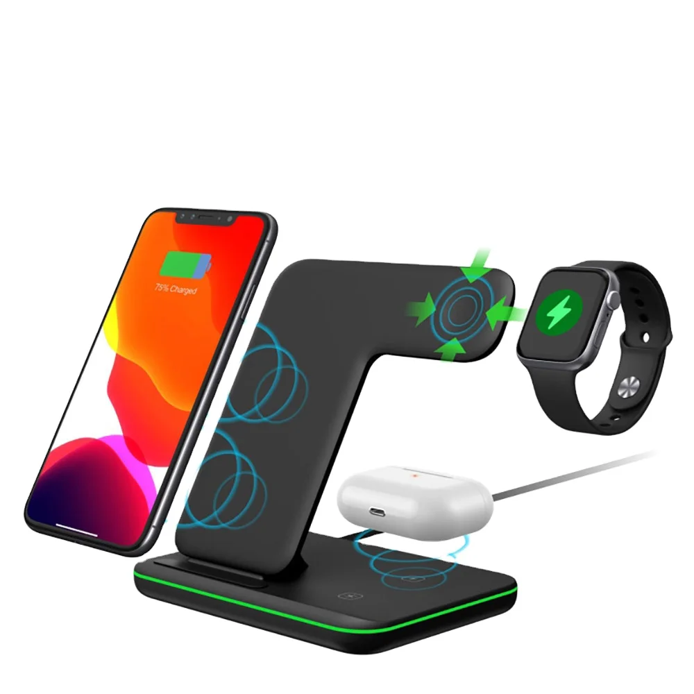 3 in 1 Qi Certified 15W Fast Charging stand Station for i Watch Pods, for iPhone, for Samsung
3 in 1 Qi Certified 15W Fast Charging stand Station for i Watch Pods, for iPhone, for Samsung