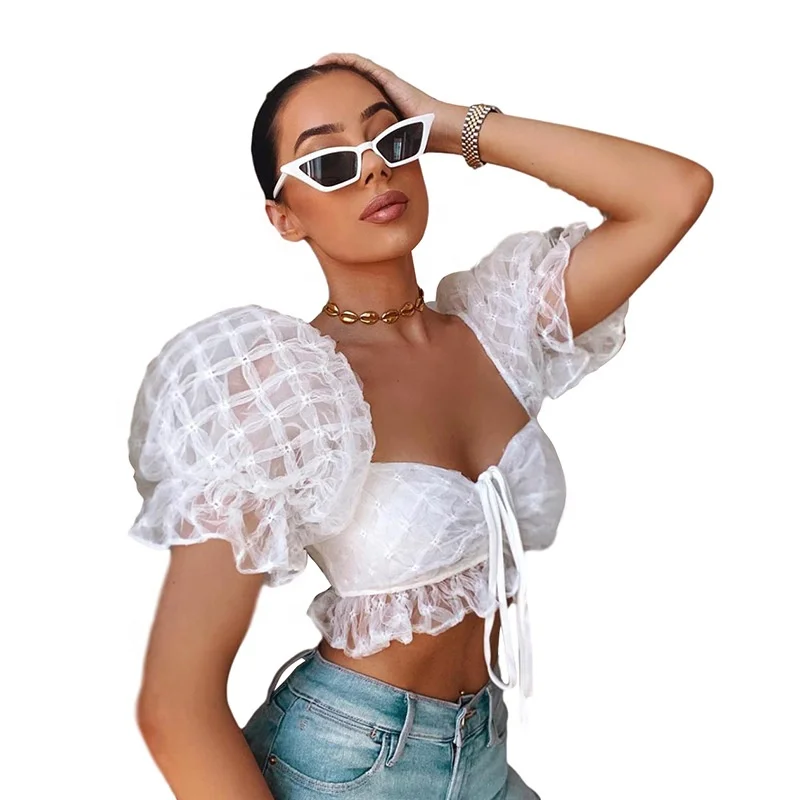 2021Spring New Arrivals Designer Drawstring Slim Fitted Gauze Bubble Sleeve Sexy Cropped White Tops
2021Spring New Arrivals Designer Drawstring Slim Fitted Gauze Bubble Sleeve Sexy Cropped White Tops