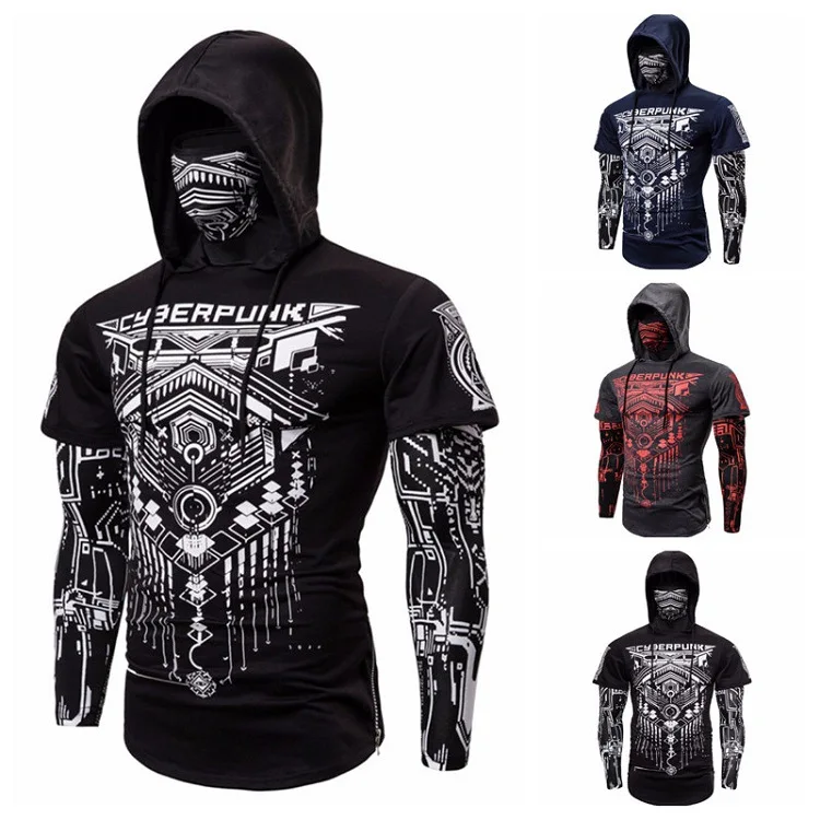 Men Spring 2021 Breathable Hooded Long Sleeve Masked T Shirt Cyberpunk Style Printing Sweatsuit Hoodies, Customized color
Men Spring 2021 Breathable Hooded Long Sleeve Masked T Shirt Cyberpunk Style Printing Sweatsuit Hoodies, Customized color
