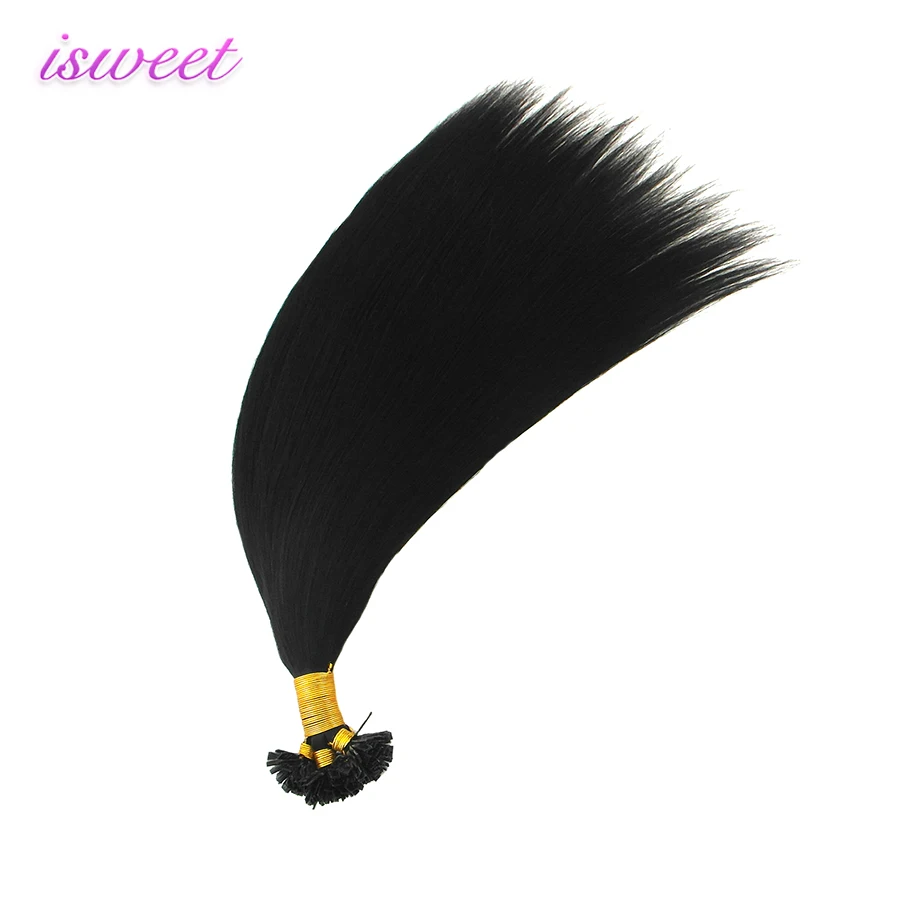 pre-bonded remy italian keratin flat tip black hair extension