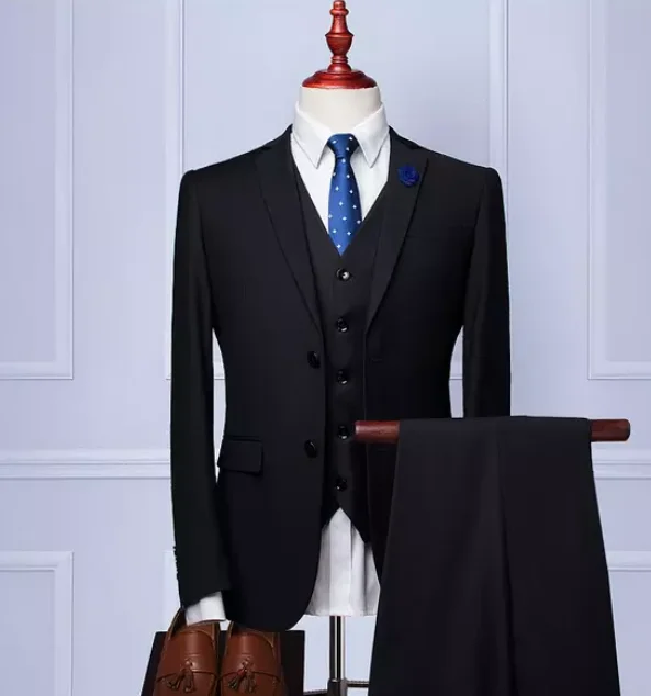 Mens 3 Piece Linen Suit Set Blazer Jacket Tux Vest Suit Pants