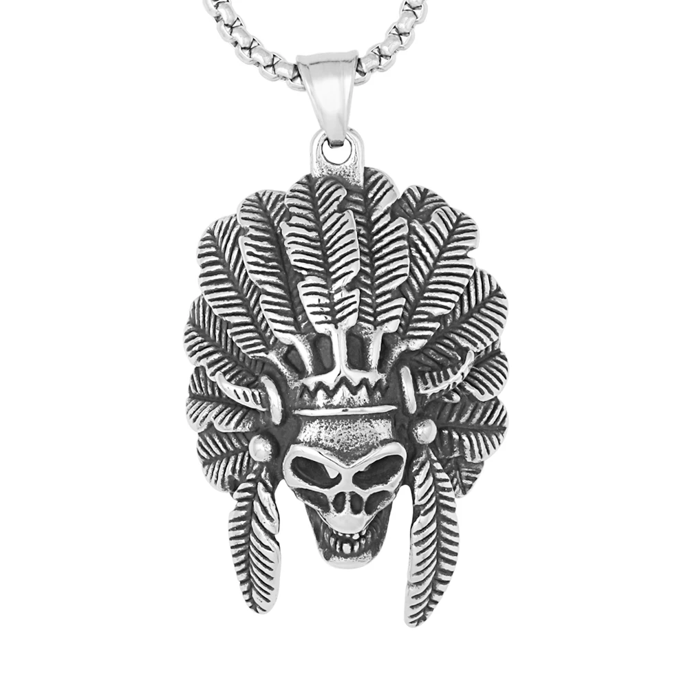 Wholesale Custom Casting Mens Jewelry Punk Stainless Steel Indiana Tribal Chief Skull Head Pendant with 3D Effect
Wholesale Custom Casting Mens Jewelry Punk Stainless Steel Indiana Tribal Chief Skull Head Pendant with 3D Effect