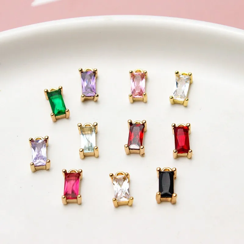4*8mm DIY wholesale Brass plated gold single hanging small baguette zircon pendant ear drop
4*8mm DIY wholesale Brass plated gold single hanging small baguette zircon pendant ear drop