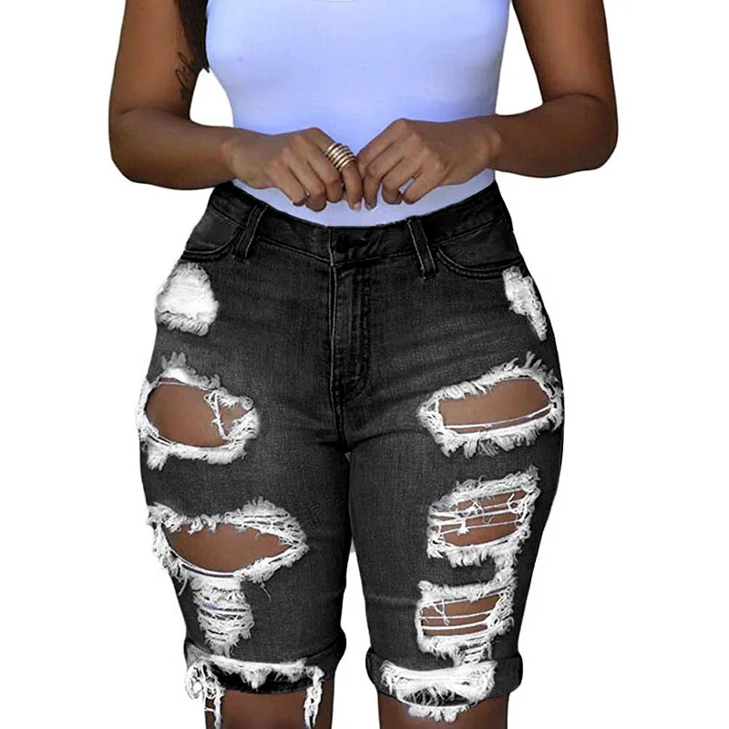 Wholesale Custom designer Skinny Ripped Holes Knee Length Short Women Tight Jeans Short Bermuda Denim Pants
Wholesale Custom designer Skinny Ripped Holes Knee Length Short Women Tight Jeans Short Bermuda Denim Pants