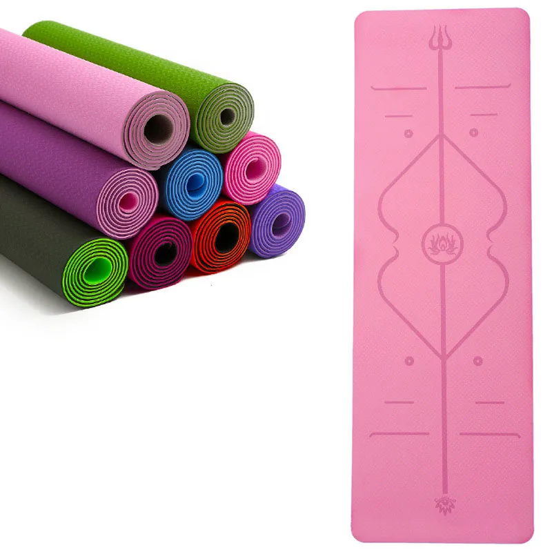 183 61 CM 6 MM tpe yoga mat dual color with position line black orange, Have 8 colors 
183 61 CM 6 MM tpe yoga mat dual color with position line black orange, Have 8 colors