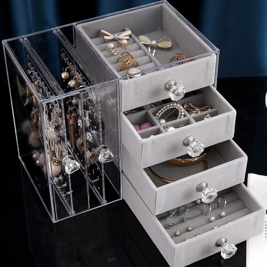 Necklace Earring Gift Jewelry Packaging Box Ring Box Wholesale Jewelry Boxes Luxury Clear Acrylic Jewelry Organizer With Drawers
Necklace Earring Gift Jewelry Packaging Box Ring Box Wholesale Jewelry Boxes Luxury Clear Acrylic Jewelry Organizer With Drawers