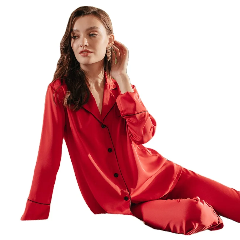 Wholesale Dropshipping Women's Sleepwear Plain Cardigan lapel long-sleeved trousers two-piece suit Elegant pajamas home wear, Picture shows
Wholesale Dropshipping Women's Sleepwear Plain Cardigan lapel long-sleeved trousers two-piece suit Elegant pajamas home wear, Picture shows