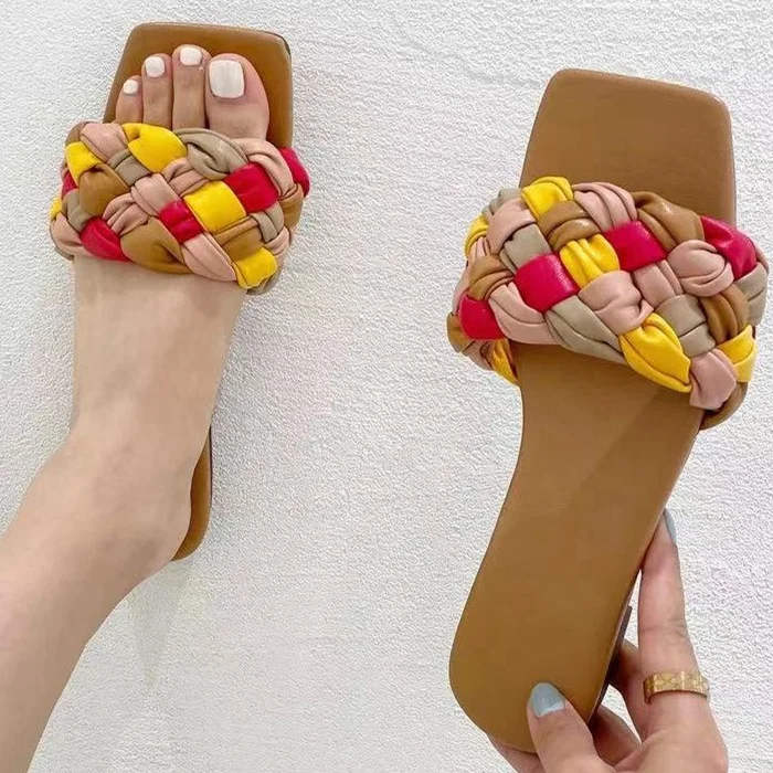 Colors Design Single Knitting Band Square open Toe Fashion Flat With Beach Slides Shoes For Women Flat Summer Slippers, Black white blue pink
Colors Design Single Knitting Band Square open Toe Fashion Flat With Beach Slides Shoes For Women Flat Summer Slippers, Black white blue pink
