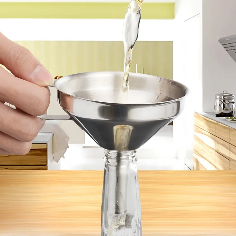 Stainless Steel Kitchen Funnel Mini Funnels With Metal Long Handle Large Funnel With Removable Strainer Filter
Stainless Steel Kitchen Funnel Mini Funnels With Metal Long Handle Large Funnel With Removable Strainer Filter