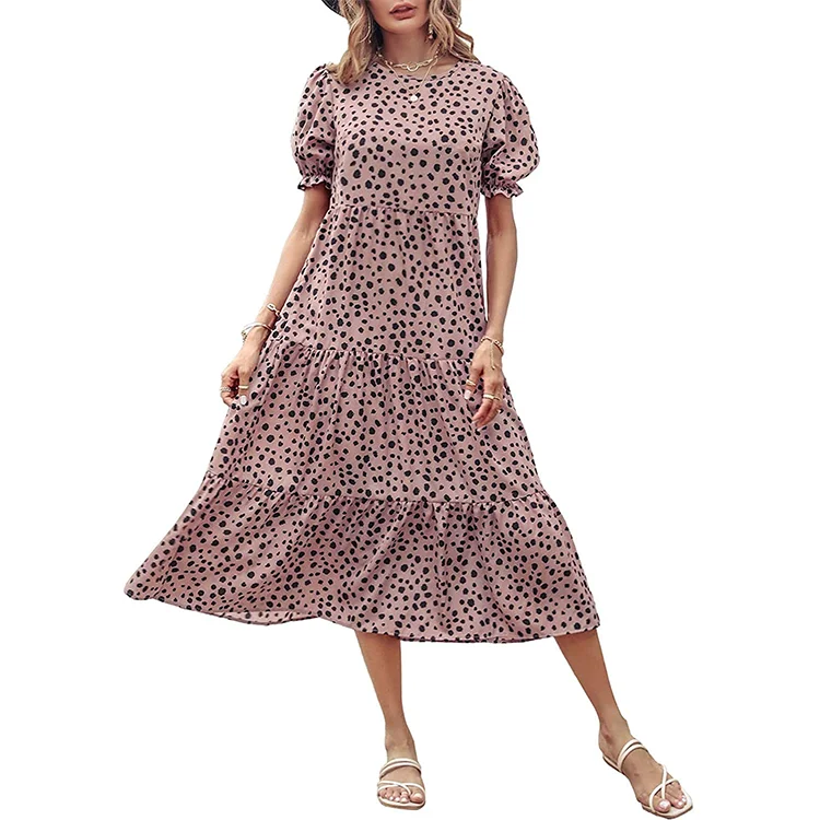 Fashion Wholesale Ladies Summer Casual Bohemian Dress Floral Bubble Sleeves Casual Dresses, 4 colors
Fashion Wholesale Ladies Summer Casual Bohemian Dress Floral Bubble Sleeves Casual Dresses, 4 colors