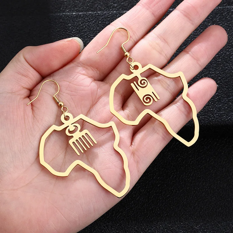 fashion personality stainless steel exaggerated hollow Africa map earrings oversized hollow earrings, As pic
fashion personality stainless steel exaggerated hollow Africa map earrings oversized hollow earrings, As pic
