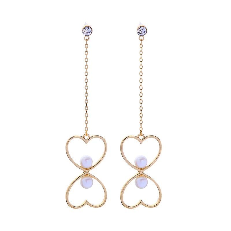 ed003c 2020 Hot Gold Plated Design Hollow Double Heart Pearl Charm Minimalist Long Chain Korean Earrings Dangle
ed003c 2020 Hot Gold Plated Design Hollow Double Heart Pearl Charm Minimalist Long Chain Korean Earrings Dangle