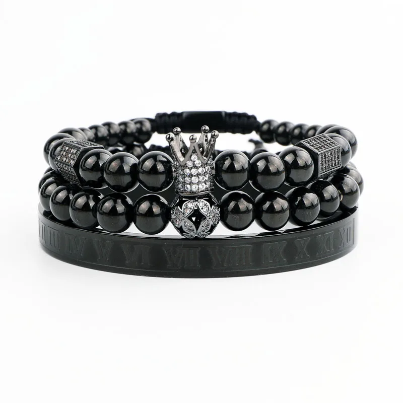 New Design High Quality Luxury Men Jewelry CZ Pave Crown Charm Gold Stainless Steel Roman Bangle Custom Logo Beads Bracelet Men
New Design High Quality Luxury Men Jewelry CZ Pave Crown Charm Gold Stainless Steel Roman Bangle Custom Logo Beads Bracelet Men