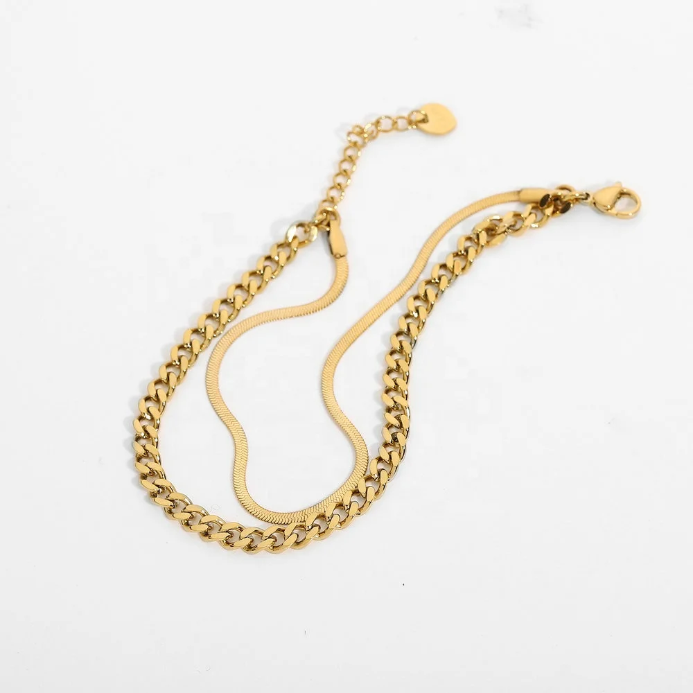 Double Layer Bracelet Cuban Simple Stainless Steel Flat Snake Miami Chunky Link Chain Bracelet
Double Layer Bracelet Cuban Simple Stainless Steel Flat Snake Miami Chunky Link Chain Bracelet